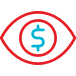 Eyeball with dollar sign icon