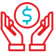 Open hands and dollar sign icon
