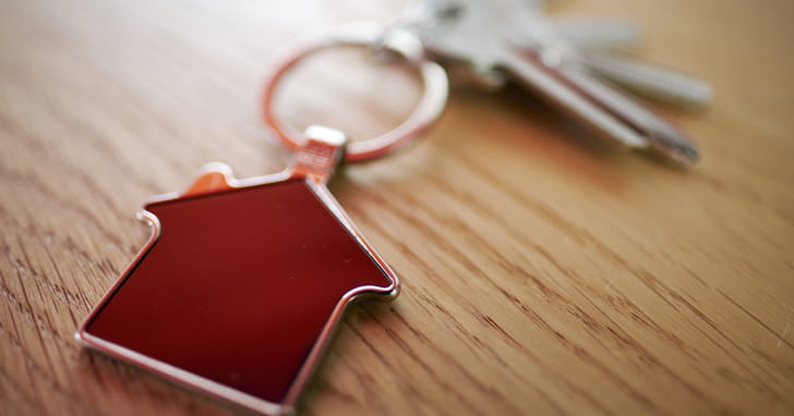 set of keys with house shaped keychain